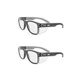 Magid Glove & Safety - Gafas de seguridad negras Magid Classic | Iconic Design Series Y50BKAFC con protectores laterales y funda de tela, protección UV, revestimiento antivaho, lentes transparentes (2 pares)