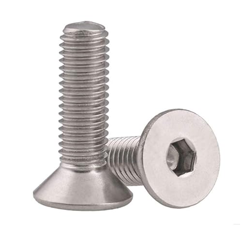 M&Z M6 x 18 Tornillos de cabeza plana, acero inoxidable 18-8 (304), acabado brillante, DIN 7991, unidad de enchufe Allen, 25 piezas