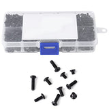 720 Piezas M3 Tornillos Allen De Cabeza Plana De Acero De Aleación Negra Kit Surtido De Tornillos Métricos Tornillos Allen Con Caja De Plástico Para La Industria De Maquinaria