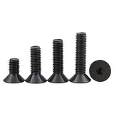 5pcs UNC 6# -32 Zócalo hexagonal de cabeza de cabeza plana negra Allen tornillos allen tornillos alto grado de tracción 10.9 Elija longitudes DUO ER (Length : 1/2", Size : 6-32)