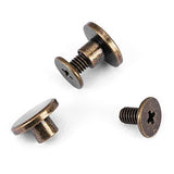 20 juegos 5 mm 6,5 mm 8 mm Kit surtido de latón Tornillo Postes de metal Botón de remache de clavo para bricolaje Decoración de cuero Encuadernación Ranurado Tornillo de cabeza plana (5 mm)