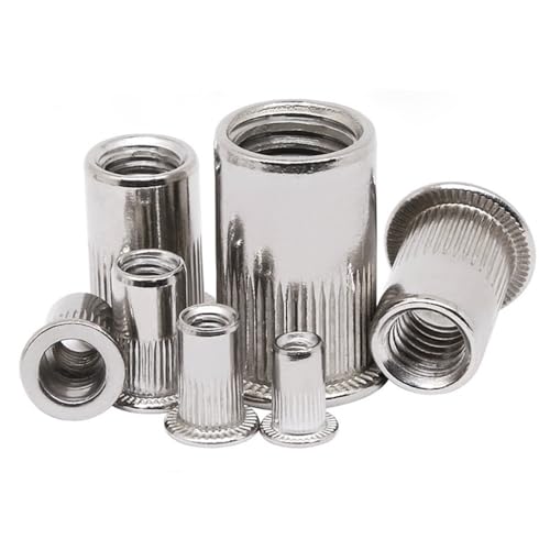 50 Uds. Tuerca de remache de acero inoxidable 304 M3 M4 M5 M6 M8 M10 M12 tuerca de remache avellanada plana inserto Rivnet Nutsert tornillos metálicos (Size : M6(50pcs))