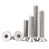moopw Cabeza plana Pernos Allen - M3 M4 Avellanado Tornillo Allen 304 Acero inoxidable Copa plana Tornillo cabeza hexagonal Tornillos para metales