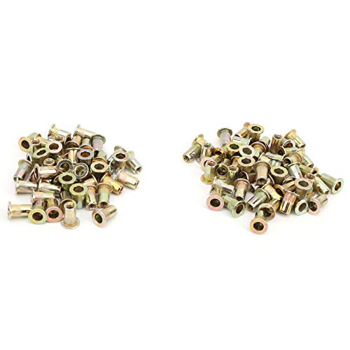 Tuercas Remachables, Kit de Tuercas Roscadas de Cabeza Plana Chapadas en Zinc de Color 100 Piezas Kit Surtido de Tuercas Remachadoras Accesorios de Hardware (M4 100 piezas)