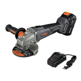 Truper Max MAX-20E, Esmeriladora angular inalámbrica 4-1/2", motor libre de carbones (brushless), 1 batería Ion Litio de 4 Ah, 20V