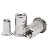 50 Uds. Tuerca de remache de acero inoxidable 304 M3 M4 M5 M6 M8 M10 M12 tuerca de remache avellanada plana inserto Rivnet Nutsert tornillos metálicos (Size : M6(50pcs))