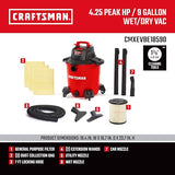 CRAFTSMAN CMXEVBE18590 Aspiradora portátil de Uso General con 3 Bolsas de Recogida de Polvo y Accesorios