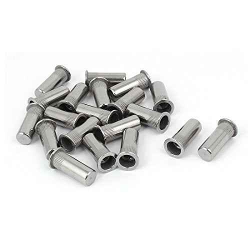 IIVVERR M10 x 34mm Cabeza plana estriada Extremo cerrado Tuerca de remache Inserte 20PCS (M10 x 34mm Knurled Flat Head Closed End Rivet Nut Insert 20PCS
