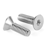 Tornillos de cabeza plana M4 x 10 mm, 100 tornillos de cabeza plana M4-0.7 x 10 mm, tornillo de cabeza plana de acero inoxidable 304, accionamiento de enchufe Allen, rosca completa, acabado brillante, cantidad 100