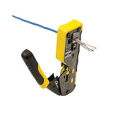 Klein Tools VDV226-110 crimpadora de cables de datos modulares de carraca / pelacables / cortador de cables para conectores RJ11/RJ12 estándar, RJ45 de paso