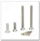 20 tornillos de cabeza plana M6 x 28 mm, unidad de enchufe Allen, acero inoxidable 18-8 (304), rosca completa, acabado brillante