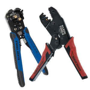 Klein Tools 80013 Kit de herramientas de cableado con pelacables automático y crimpadora de trinquete, gran kit de herramientas eléctricas, 2 piezas