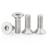 YILANDI Tornillos de cabeza plana M3 x 10 mm, 100 tornillos de cabeza plana M3-0.5 x 10 mm, acero inoxidable 304, Allen hexagonal, rosca completa, acabado brillante, cantidad 100