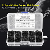 720 Piezas M3 Tornillos Allen De Cabeza Plana De Acero De Aleación Negra Kit Surtido De Tornillos Métricos Tornillos Allen Con Caja De Plástico Para La Industria De Maquinaria