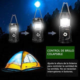 AUSEIN Luz de Camping, 6+1 Led Linterna Solar Linterna Recargable, Lámpara Exterior - Impermeable, Plegable y portátil para emergencias, Pesca,Senderismo,Exterior e Interior