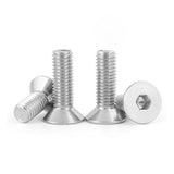 Tornillos de cabeza plana M6 x 16 mm, 50 tornillos de cabeza plana M6-1.0 x 16 mm, tornillo de cabeza plana de acero inoxidable 304, accionamiento de enchufe Allen, rosca completa, acabado brillante, cantidad 50