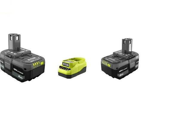 generic1 Ryobi ONE+ batería de iones de litio de 18 V 4.0 Ah (paquete de 2 unidades) y kit de cargador, 1 (PSK006)