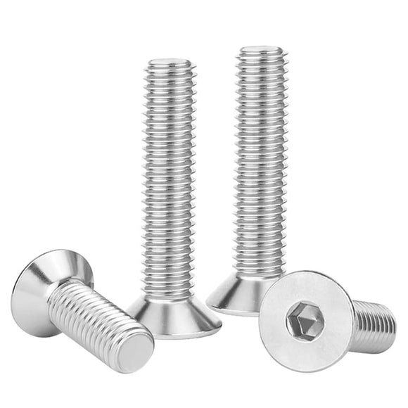 Tornillos de cabeza plana M6 x 50 mm, 25 tornillos de cabeza plana M6-1.0 x 50 mm, tornillo de cabeza plana de acero inoxidable 304, accionamiento de enchufe Allen, rosca completa, acabado brillante, cantidad 25