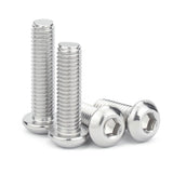 Tornillos de cabeza de botón M6 x 35 mm, 30 piezas M6-1.0 x 35 mm, tapón de rosca de cabeza de botón, secado de máquina de acero inoxidable 304, accionamiento de enchufe Allen, rosca completa, acabado