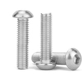 Tornillos de cabeza de botón M6 x 35 mm, 30 piezas M6-1.0 x 35 mm, tapón de rosca de cabeza de botón, secado de máquina de acero inoxidable 304, accionamiento de enchufe Allen, rosca completa, acabado