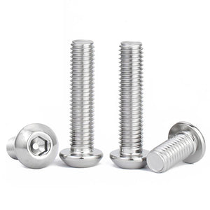 Tornillos de cabeza de botón M6 x 35 mm, 30 piezas M6-1.0 x 35 mm, tapón de rosca de cabeza de botón, secado de máquina de acero inoxidable 304, accionamiento de enchufe Allen, rosca completa, acabado