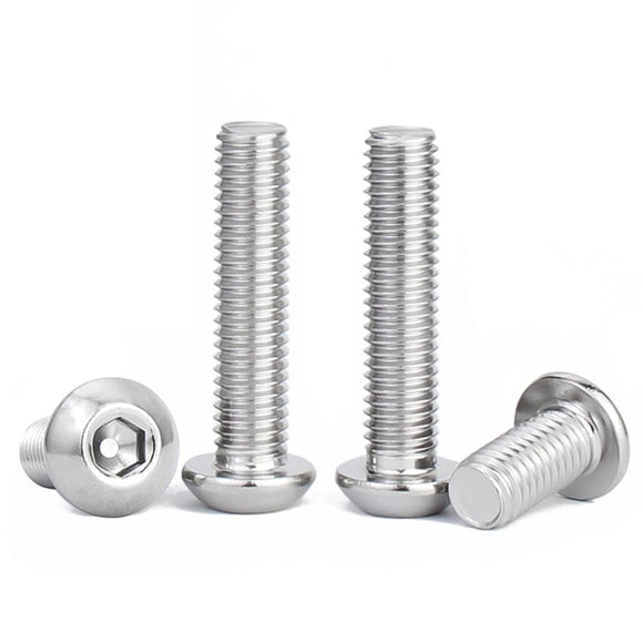 Tornillos de cabeza de botón M6 x 35 mm, 30 piezas M6-1.0 x 35 mm, tapón de rosca de cabeza de botón, secado de máquina de acero inoxidable 304, accionamiento de enchufe Allen, rosca completa, acabado