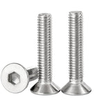 Tornillos de cabeza plana M6 x 30 mm, 30 tornillos de cabeza plana M6-1.0 x 30 mm, tornillo de cabeza plana de acero inoxidable 304, accionamiento de enchufe Allen, rosca completa, acabado brillante, cantidad 30