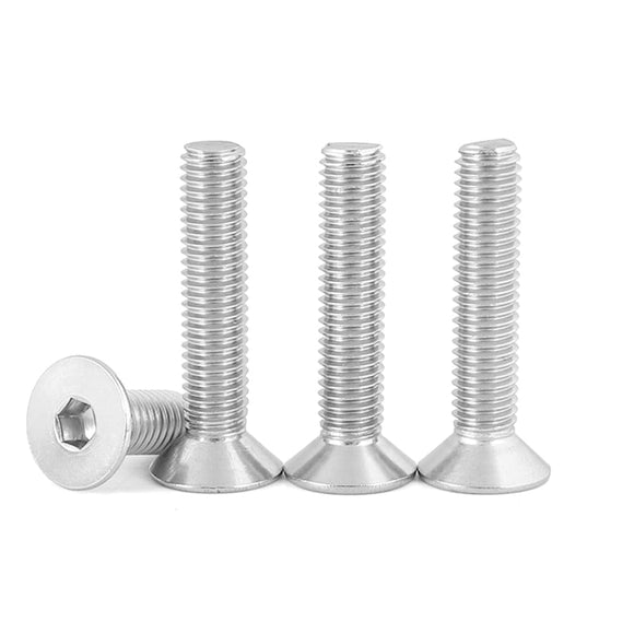 Tornillos de cabeza plana M5 x 25 mm, 40 tornillos de cabeza plana M5-0,8 x 25 mm, tornillo de cabeza plana de acero inoxidable 304, accionamiento de enchufe Allen, rosca completa, acabado brillante, cantidad 40