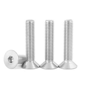 Tornillos de cabeza plana M3 x 25 mm, 50 tornillos de cabeza plana M3-0.5 x 25 mm, tornillo de cabeza plana de acero inoxidable 304, accionamiento de enchufe Allen, rosca completa, acabado brillante, cantidad 50