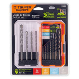 Juego de brocas para metal y concreto, 11 piezas