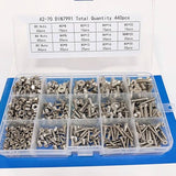 Juego de 440 tornillos hexagonales de cabeza Allen M3 M4 M5 de acero inoxidable con cabeza avellanada plana de acero inoxidable, kit de surtido de tornillos y tuercas