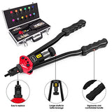 RZX - Herramienta de tuerca de remache de 16 pulgadas, kit profesional de herramientas de tuerca de remache que incluye 12 mandriles métricos y SAE, 115 tuercas de remache surtidas, diseño sin