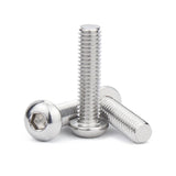 Tornillos de cabeza de botón M6 x 35 mm, 30 piezas M6-1.0 x 35 mm, tapón de rosca de cabeza de botón, secado de máquina de acero inoxidable 304, accionamiento de enchufe Allen, rosca completa, acabado