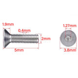 NACX - Tornillos de cabeza plana M2 x 5 mm, tornillos avellanados, tornillos de cabeza hexagonal, unidad de enchufe Allen, acero inoxidable 18-8 (304), 400 unidades