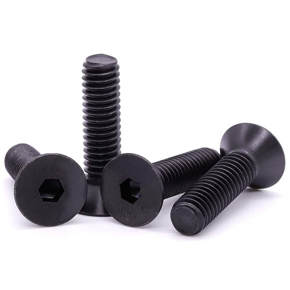 M5 x 20 mm (50 piezas) Tornillos de cabeza avellanada planos, acero de aleación de grado 10.9, óxido negro, unidad de enchufe hexagonal Allen, rosca completa, rosca gruesa UNC