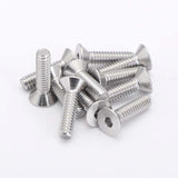 Tornillos de cabeza plana M6 x 16 mm, 50 tornillos de cabeza plana M6-1.0 x 16 mm, tornillo de cabeza plana de acero inoxidable 304, accionamiento de enchufe Allen, rosca completa, acabado brillante, cantidad 50