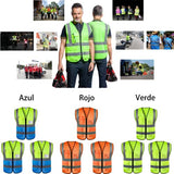 ZIRONG Chaleco de Seguridad Industrial, 3 Pcs Chaleco Reflejantes de Seguridad con 4 Bolsillos, ANSI/ISEA Alta Visibilidad Clase, Apto para Mujeres y Hombres Trabajo Ejecutivo, Correr, Bicicleta