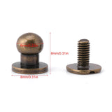 20 Unids Clavo Remache, Bronce Botón de Cabeza Redonda Tornillos de Botón DIY Accesorios de Artesanía de Cuero para el Cinturón Bolso Monedero, 8x6mm