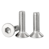 Tornillos de cabeza plana M4 x 18 mm, 75 tornillos de cabeza plana M4-0,7 x 18 mm, tornillo de cabeza plana de acero inoxidable 304, accionamiento de enchufe Allen, rosca completa, acabado brillante, cantidad 75
