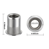 Wensilon - 200 tuercas de remache M6 métricas de acero inoxidable con acabado 304, cabeza plana, tuerca de inserción roscada, cuerpo moleteado