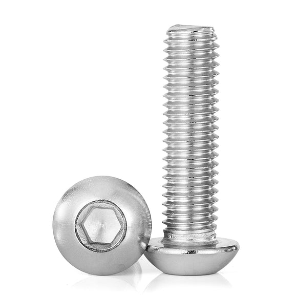 M8-Tornillos de cabeza de botón de 1,25 x 12 mm, acero inoxidable 304, máquina métrica totalmente roscada, unidad hexagonal Allen, acabado brillante, 25 piezas