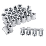 100 tuercas de remache de brida de aluminio de 1/4-20, UNC tuerca de inserción roscada de cabeza plana