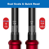SUERCUP Llave Dinamométrica De 1/2 Pulgada - 10-170 Ft.Lb/13,6-230,5 Nm, Llave Dinamométrica De 72 Dientes Ajustable De Doble Dirección Con Hebilla Para Mantenimiento De Bicicletas, Motocicletas Y Aut