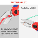 WORKPRO - Tijeras de acero inoxidable, tijeras de electricista profesional de 6.4 pulgadas con pelacables para cable suave (no aptas para uso en buceo)