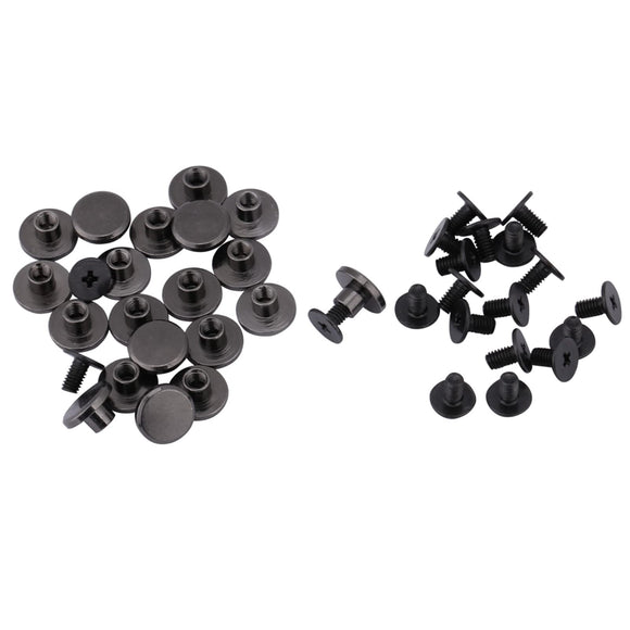 Remaches De Tornillo, 20 Juegos De Tornillos De Bolsa De Remaches, Tornillos Chicago De Cabeza Plana De Latón Negros, Perno De Metal Para Cinturón Plano, Kit De Remaches De Cuero(5mm)