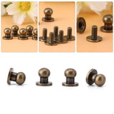 20 Unids Clavo Remache, Bronce Botón de Cabeza Redonda Tornillos de Botón DIY Accesorios de Artesanía de Cuero para el Cinturón Bolso Monedero, 8x6mm
