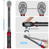 SUERCUP Llave Dinamométrica De 1/2 Pulgada - 10-170 Ft.Lb/13,6-230,5 Nm, Llave Dinamométrica De 72 Dientes Ajustable De Doble Dirección Con Hebilla Para Mantenimiento De Bicicletas, Motocicletas Y Aut