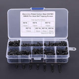 Tornillos de cabeza de botón, 500PCS M3 Tornillos autorroscantes de cabeza de botón cruzado Conjunto de surtido de sujetadores con pernos de cabeza de caja de plástico(Black carbon steel)