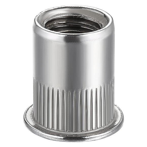 Wensilon - 200 tuercas de remache M6 métricas de acero inoxidable con acabado 304, cabeza plana, tuerca de inserción roscada, cuerpo moleteado