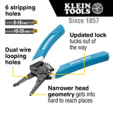Klein Tools K11095 Klein-Kurve - Pelacables y cortador, para cable trenzado sólido de 8-18 AWG y 10-20 AWG, azul/blanco